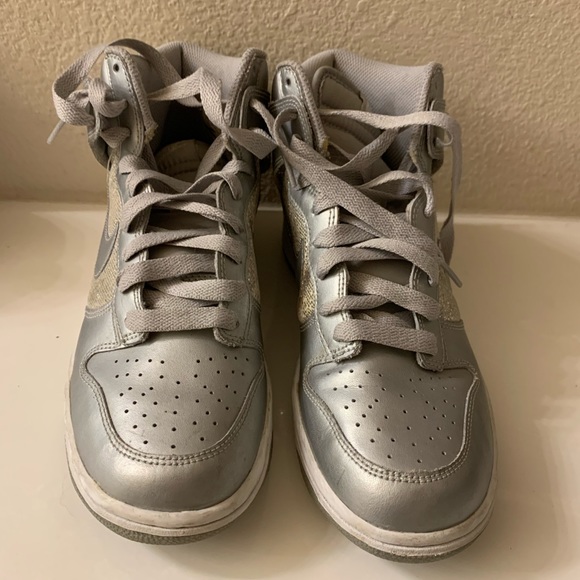 Nike Metallic Silver Glitter High Tops - Picture 2 of 4